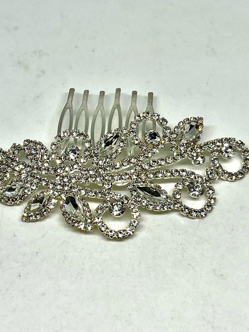 Silver Crystal Bridal Hair Comb - Picture 2 of 2
